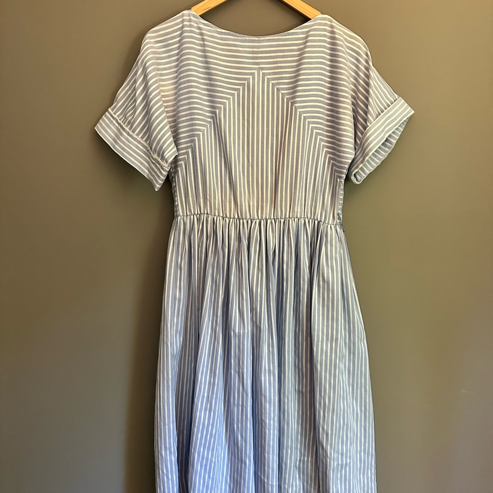 Saks Fifth Avenue Blue and White Striped Midi Dress